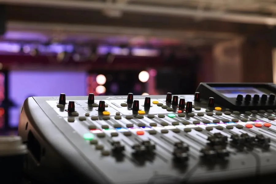 An electronic sound board for live music production.